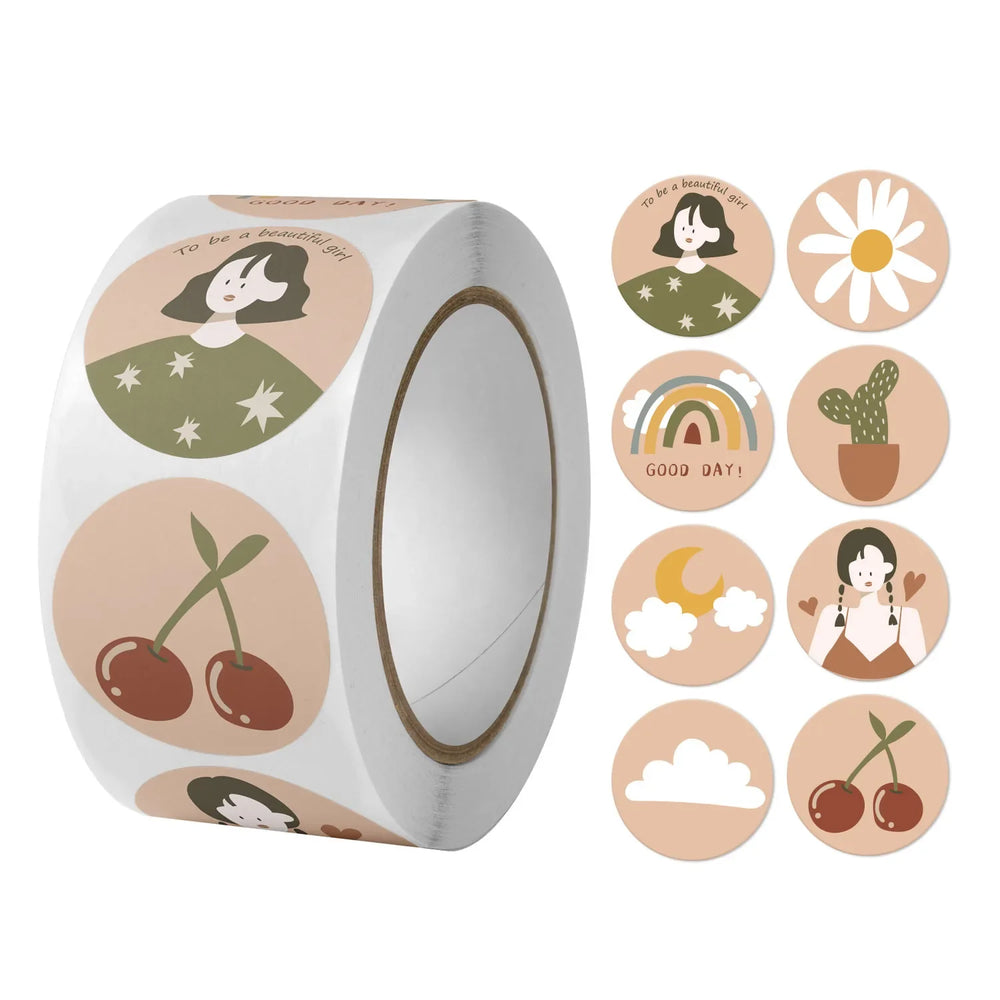 100-500pcs Round Happy Day Stickers For Envelope Seal Labels Gift Packaging Decor Birthday Party Scrapbooking Stationery Sticker (Online Order Only)