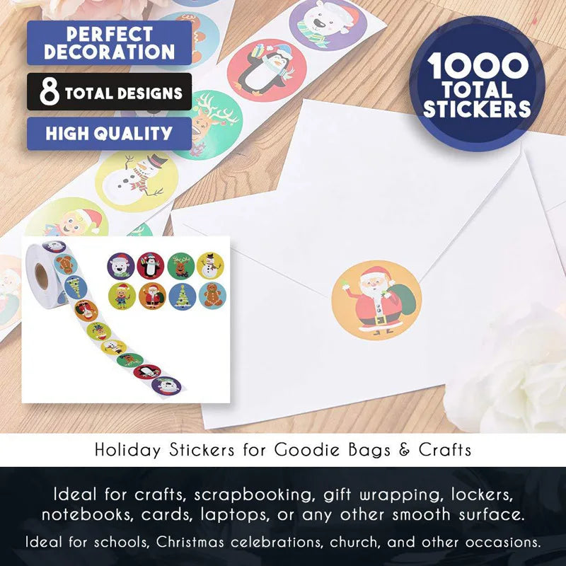 100-500pcs Christmas Sticker Cartoon Christmas Tree Santa Claus Paper Label Merry Christmas Cute Stickers Stationery Stickers (ONLINE ORDER ONLY)