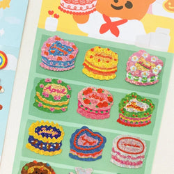 Ins Cute Cake Letter Bear Ribbon Laser Stickers Scrapbooking Decorative Sticker Korean DIY Diary Album Stick Label (Online Order Only)