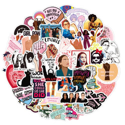 Feminist Cartoon Graffiti Stickers - Waterproof for Laptop, Guitar, Motorcycle, Fridge (10/30/50PCS) (ONLINE ORDER ONLY)