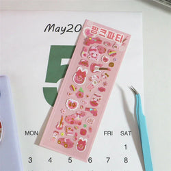 Cute ins Bear Rabbit Laser Sticker Scrapbooking Decorative Sticker Korean Hand Account DIY Diary Album Stick Label Stationery (Online Order Only)