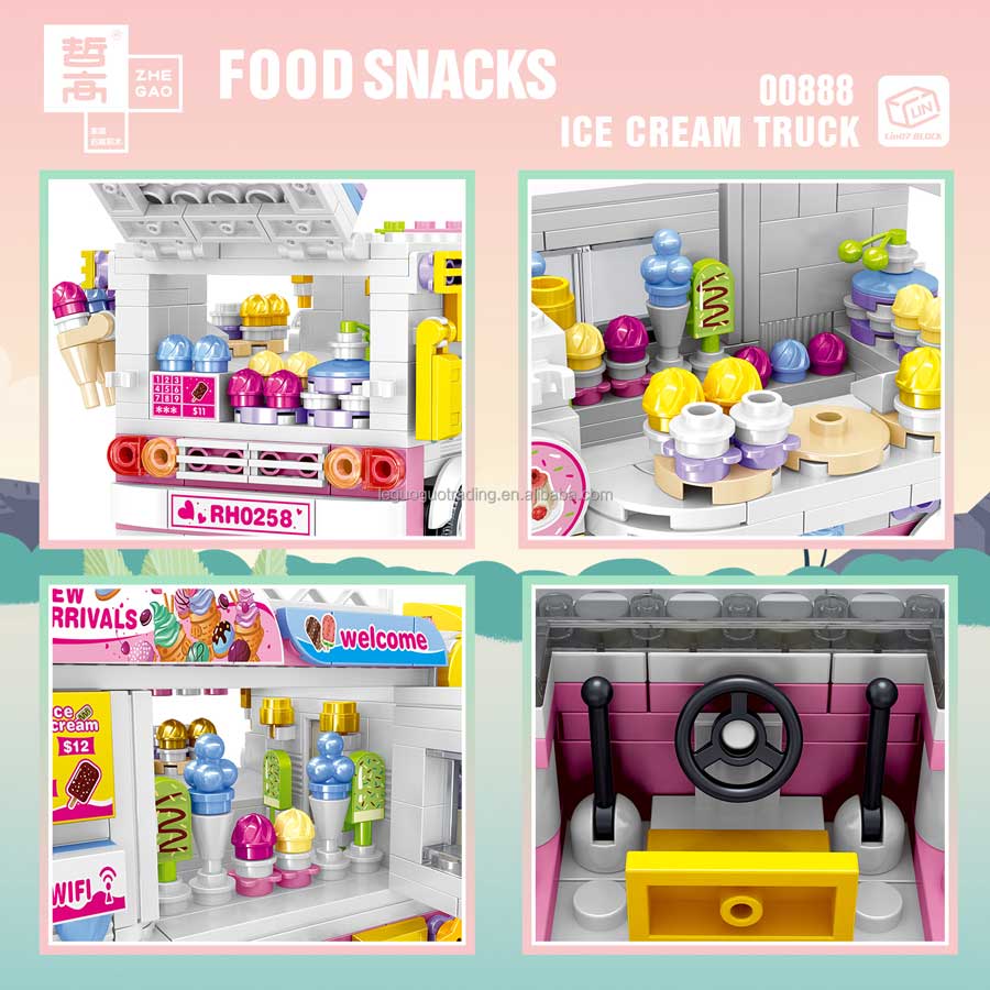 Ice Cream Truck Building Block toys Minifigures Food Trucks Fun for All over 500 Pieces (ONLINE ORDER ONLY)