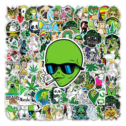 10/30/50/100PCS Funny Leaves Character Smoking Waterproof Stickers Graffiti Decals Motorcycle Laptop Guitar Phone Cool Sticker (ONLINE ORDER ONLY)