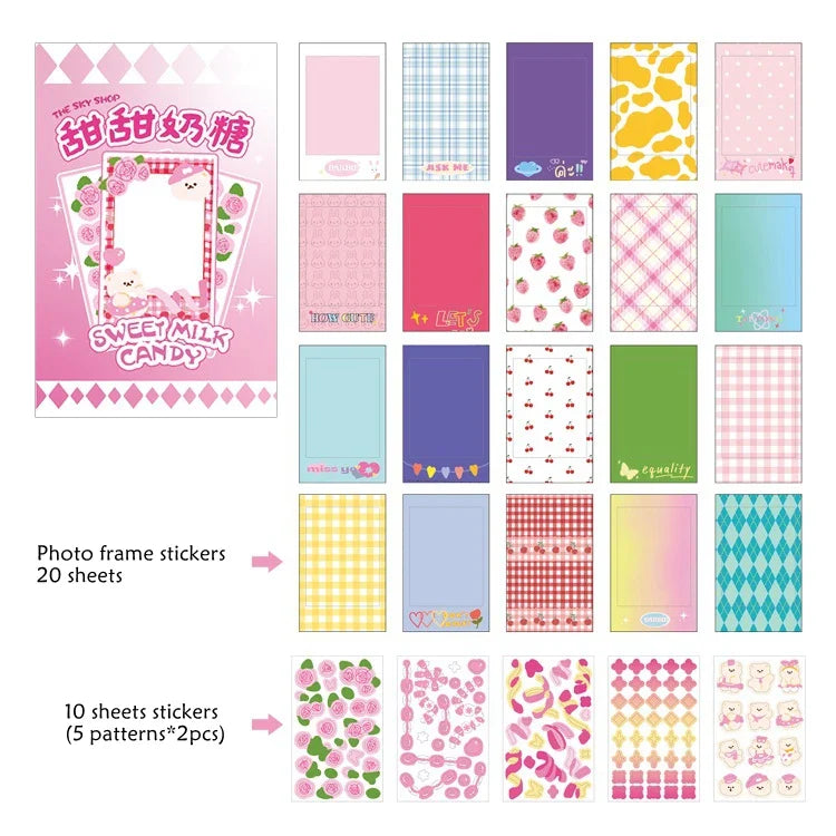 30Pcs Sky Store Photo Frame Decorative Stickers Creative Aesthetics DIY Manual Diary Album Scrapbook Sticker Kawaii Stationery (ONLINE ORDER ONLY)