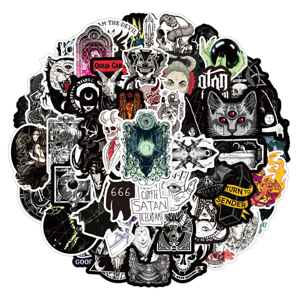 10/30/50pcs Cool Witch Demon Gothic Graffiti Stickers Aesthetic Art Decals Scrapbook Laptop Guitar Phone Car Sticker Kids Toy (ONLINE ORDER ONLY)