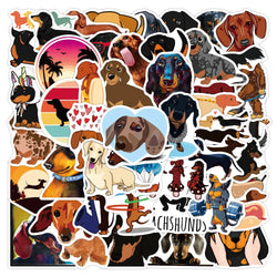 Dachshund Dog Cartoon Stickers Waterproof Decals for Luggage, Guitar, Motorcycle (Online Order Only)