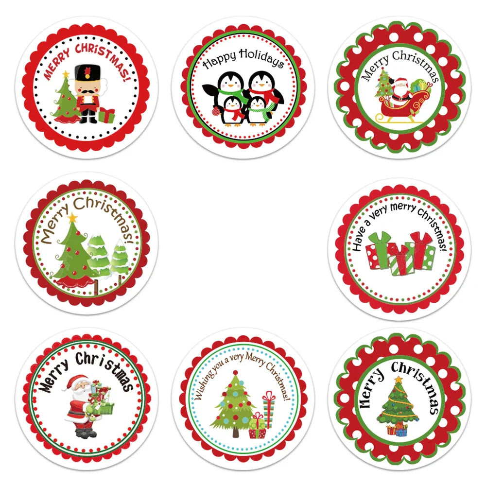 100-500Pcs New Merry Christmas Stickers Gift Packaging Seal Labels for New year decor, Greeting cards, Candy bags Stickers (ONLINE ORDER ONLY)
