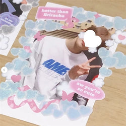 Korean ins Hot Stamping Love Ribbon Stickers Hand Account Decor DIY Collage Material Stationery Sticker Diary Album Decoration (ONLINE ORDER ONLY)