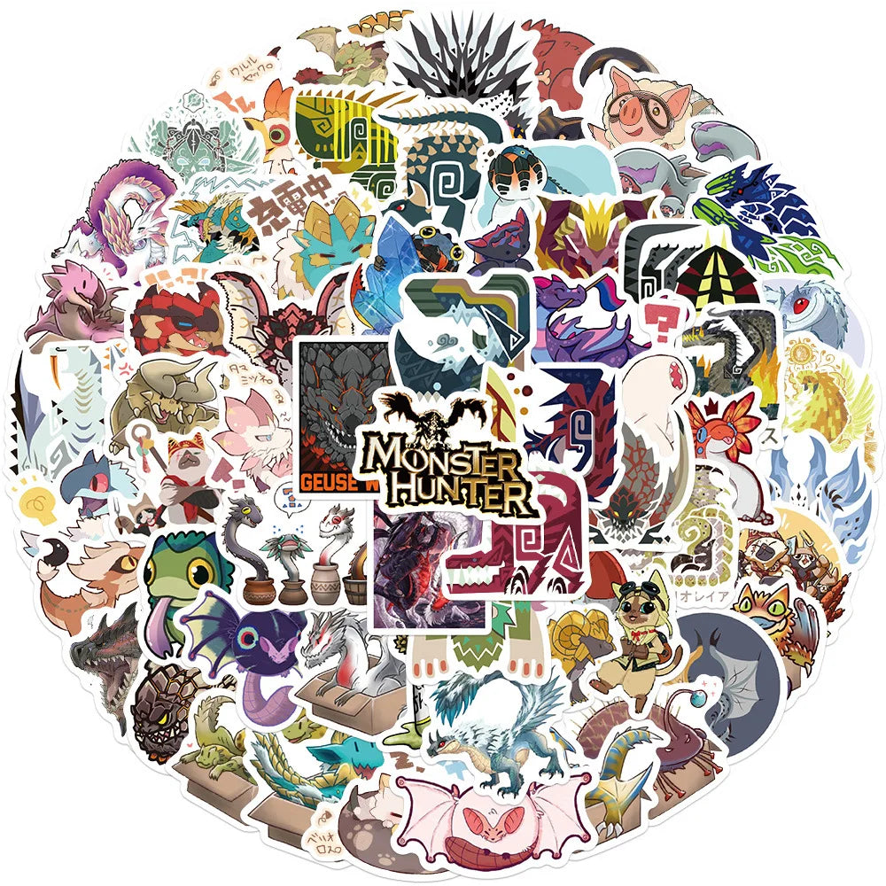 Monster Hunter Stickers 10/30/64pcs Waterproof Decals for Skateboard, Notebook, Computer, Car, Bike, Kids Toy, DIY (Online Order Only)