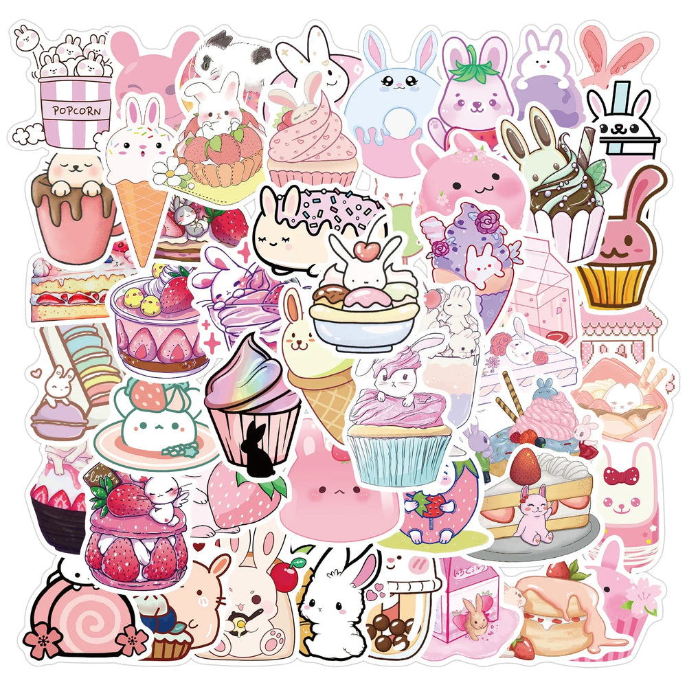 10/30/50PCS INS Style Cute Pink Pixel Cartoon Stickers DIY Bike Travel Luggage Laptop Graffiti Waterproof Sticker Kid Toy Decal (Online Order Only)