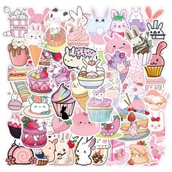10/30/50PCS INS Style Cute Pink Pixel Cartoon Stickers DIY Bike Travel Luggage Laptop Graffiti Waterproof Sticker Kid Toy Decal (Online Order Only)