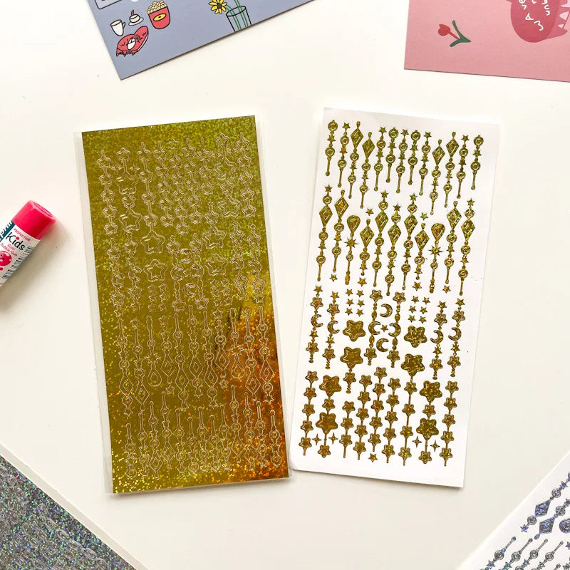 Ins Butterfly Star Moon Chain Laser Sticker Scrapbooking Decorative Sticker DIY Diary Album Stick Label Kawaii Stationery (ONLINE ORDER ONLY)