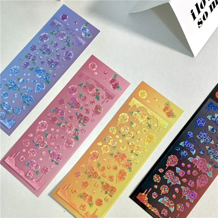 Ins Melting Rose Sticker Hand Account Scrapbooking Decorative Sticker DIY Diary Album Stick Label Korean Stationery (ONLINE ORDER ONLY)