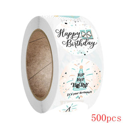 50-500pcs Round Happy Birthday Handmad Sticker Sealing Sticker Vintage DIY Gift Stickersdhesive Christmas Sticker Stationery (ONLINE ORDER ONLY)