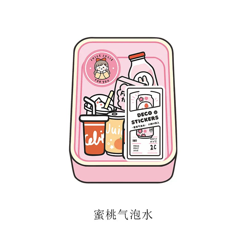40pcs Food Series stickers Set Kawaii Cartoon Diary Album Stationery Sticker aesthetic Decorative collage planner Album (Online Order Only)