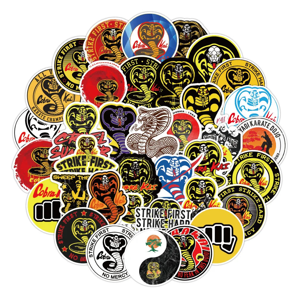 10/50/100PCS TV Show Cobra Kai Stickers Motorcycle Luggage Phone Guitar Skateboard Cool Graffiti Sticker Decal Kid Classic Toys (ONLINE ORDER ONLY)