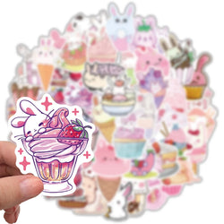 10/30/50PCS INS Style Cute Pink Pixel Cartoon Stickers DIY Bike Travel Luggage Laptop Graffiti Waterproof Sticker Kid Toy Decal (Online Order Only)