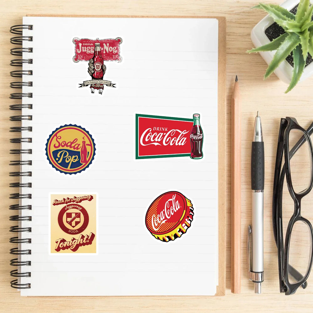10/30/50Pcs Retro Cartoon Cola Bottle Stickers For Fans Laptop Graffiti Suitcase Waterproof Decoration Toy Decal (ONLINE ORDER ONLY)