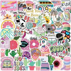 50PCS Cartoon Pink INS Style Vsco Girl Stickers For Laptop Moto Skateboard Luggage Refrigerator Notebook Laptop Toy Sticker (Online Order Only)