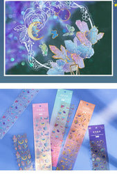 2Pcs Romantic Bronzing Silver Sticker Moonlight Scrapbooking Decorative Stickers Craft Photo Album DIY Aesthetics Stick Label (ONLINE ORDER ONLY)