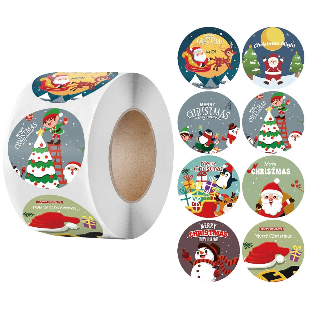100-500Pcs New Merry Christmas Stickers Gift Packaging Seal Labels for New year decor, Greeting cards, Candy bags Stickers (ONLINE ORDER ONLY)