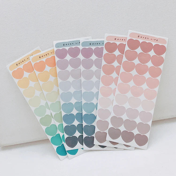 Cute Ins Gradient Love Heart Stickers Scrapbooking Decorative Sticker Korean DIY Diary Album Stick Label Kawaii Stationery (ONLINE ORDER ONLY)