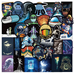 Outer Space Astronaut Stickers: 10/30/50pcs Waterproof Decals for Phone, Laptop, Guitar, Car, Kids (Online Order Only)