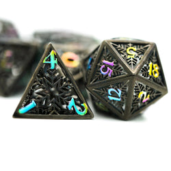Hollow Metal 7 Pieces Polyhedral Snowflake Theme Dice Set (Online Order Only)