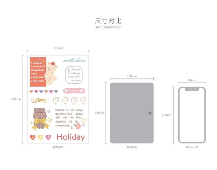 6 Sheets Enjoy Happy Time Series Stickers Scrapbooking Decorative Sticker Korean DIY Diary Album Stick Label Kawaii Stationery (ONLINE ORDER ONLY)