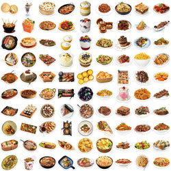 10/30/90pcs Cute Cartoon Food Stickers Delicacy Graffiti Decals Kids Toy DIY Phone Luggage Fridge Notebook Guitar Wall Sticker (ONLINE ORDER ONLY)