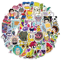 10/30/52Pcs  Psychedelic aesthetic mixed cartoon character  Skateboard Travel Suitcase Phone Laptop Luggage Stickers DIY Kids (ONLINE ORDER ONLY)