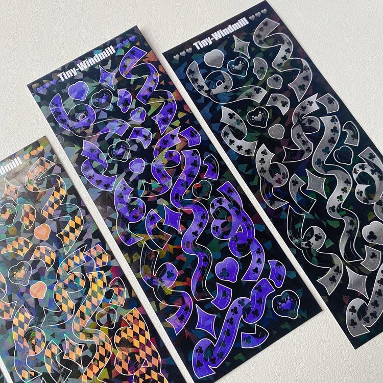 Korean Ins Checkerboard Lattice Ribbon Sticker Idol Card Hand Account DIY Diary Decoration Stickers Creative Stationery (ONLINE ORDER ONLY)