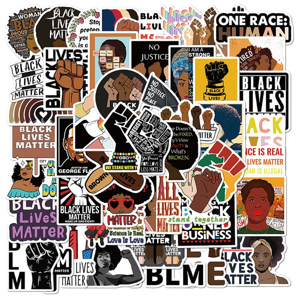 Black Lives Matter Stickers Pack - Waterproof Decals for Luggage, Fridge, Laptop (Online Order Only)
