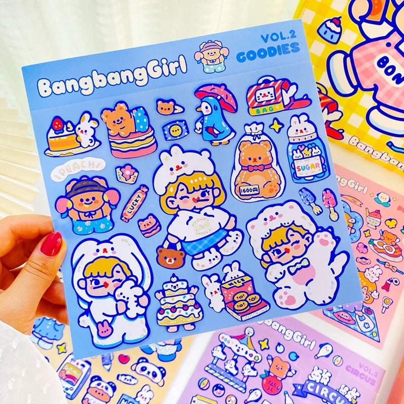 5/10Pc Cute Bear Lollipop Girl Stickers Set Scrapbooking Decorative Sticker Korean DIY Diary Album Stick Label Kawaii Stationery (ONLINE ORDER ONLY)
