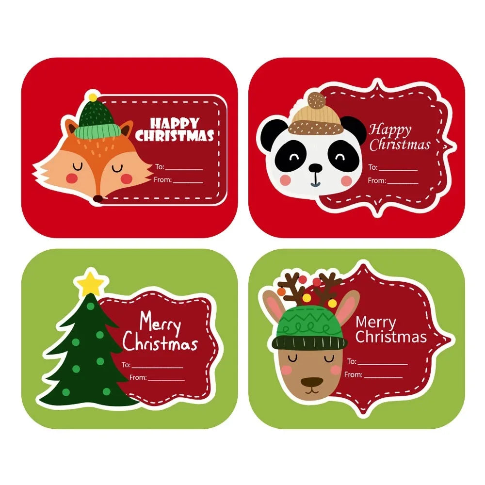 40-100Pcs Rectangle Merry Christmas Label Stickers for Card Gift Package Wrapping Festival Party Baking Small Business 4.8*5.8CM (ONLINE ORDER ONLY)