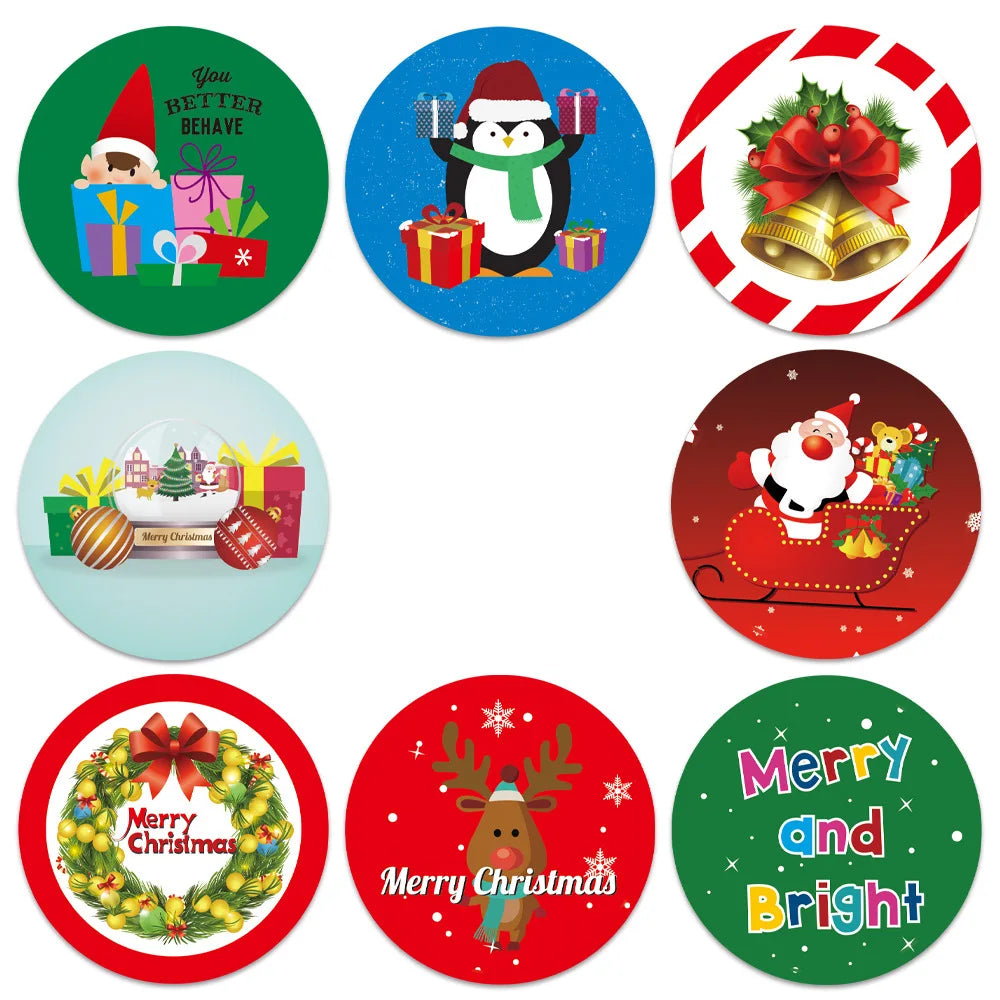 100-500Pcs Candy Bags Box Sticker Gift Sealing Christmas Sticker Thank You Love Wedding Birthday Cookie Bag Kraft Paper Sticker (Online Order Only)