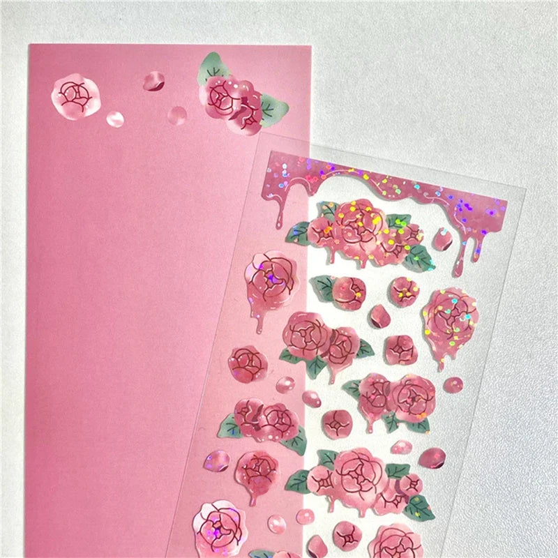 Ins Melting Rose Sticker Hand Account Scrapbooking Decorative Sticker DIY Diary Album Stick Label Korean Stationery (ONLINE ORDER ONLY)