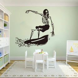 Surfing Skull Wall Decal Vinyl Sticker Beach Wave Kids Room (Online Order Only)