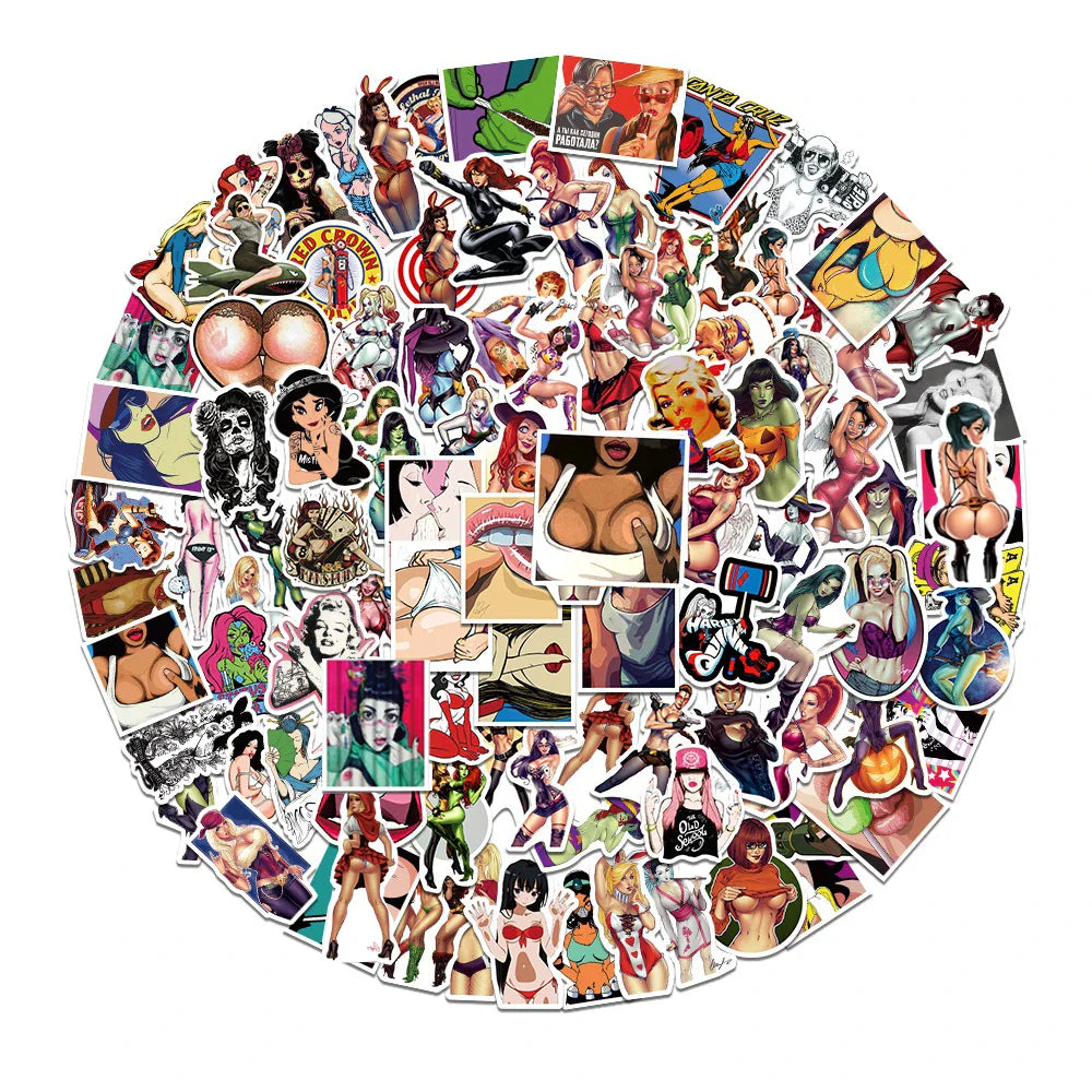Anime Hentai Stickers Pack: Sexy Waterproof Laptop Skateboard Guitar Decor (Online Order Only)