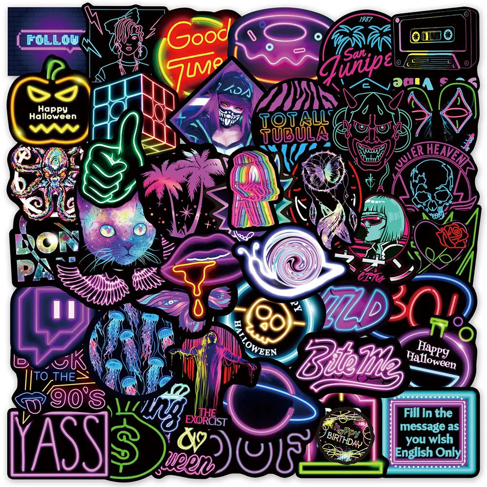 10/30/50/100PCS Bright Neon Signs Sticker Packs (ONLINE ORDER ONLY)