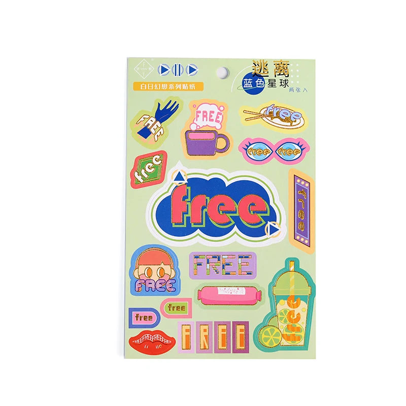 2Pcs Daydream Series Sticker Hand Account DIY Album Decoration Scrapbooking Stickers Kawaii Cartoon Stationery (ONLINE ORDER ONLY)