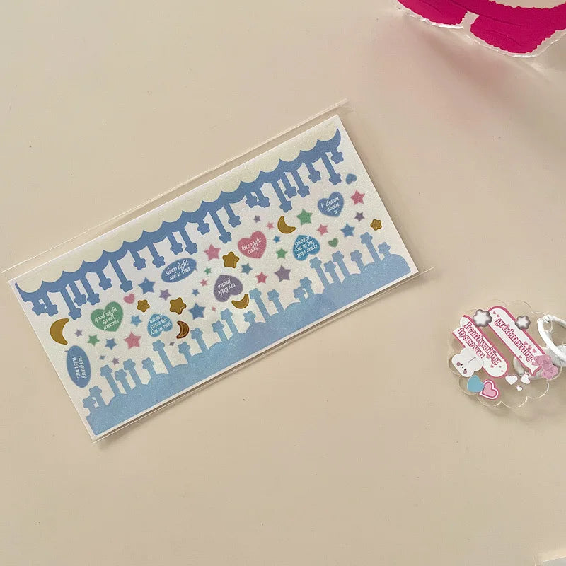 Korean ins Hot Stamping Love Ribbon Stickers Hand Account Decor DIY Collage Material Stationery Sticker Diary Album Decoration (ONLINE ORDER ONLY)
