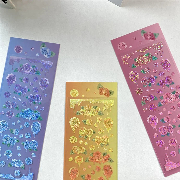 Ins Melting Rose Sticker Hand Account Scrapbooking Decorative Sticker DIY Diary Album Stick Label Korean Stationery (ONLINE ORDER ONLY)