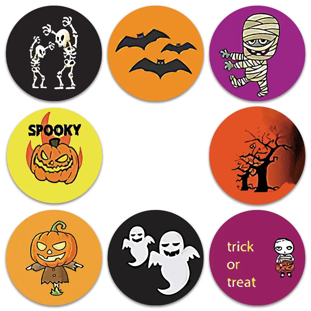 100-500pcs Halloween Pumpkin Ghost Sticker Packaging Sealing Label Sticker 1inch Gift Stickers Labels Horror Creation Decoration (Online Order Only)