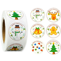 500 Pcs 2.5CM Christmas Stickers Roll - Tree, Gingerbread, Reindeer Labels (ONLINE ORDER ONLY)