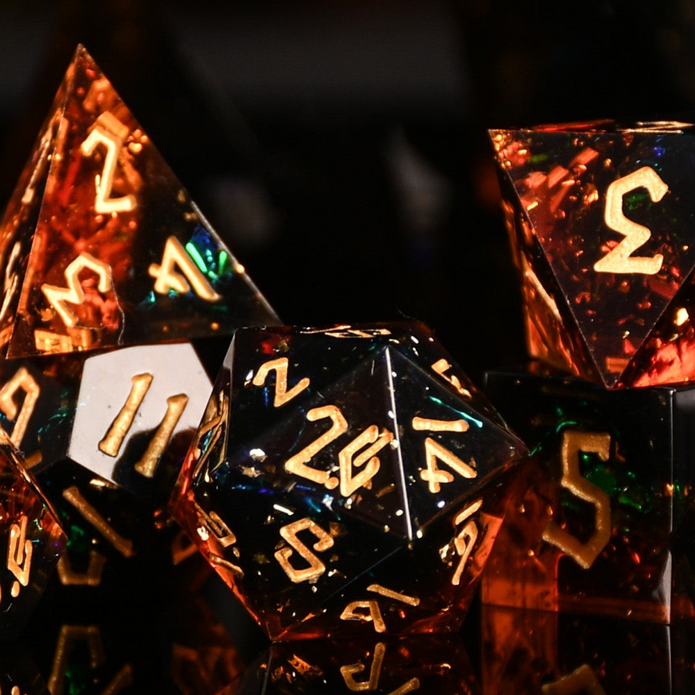 PRE-ORDER || Hellish Rebuke Sharp-Edged Resin Dice Set