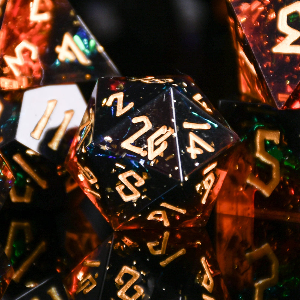 PRE-ORDER || Hellish Rebuke Sharp-Edged Resin Dice Set