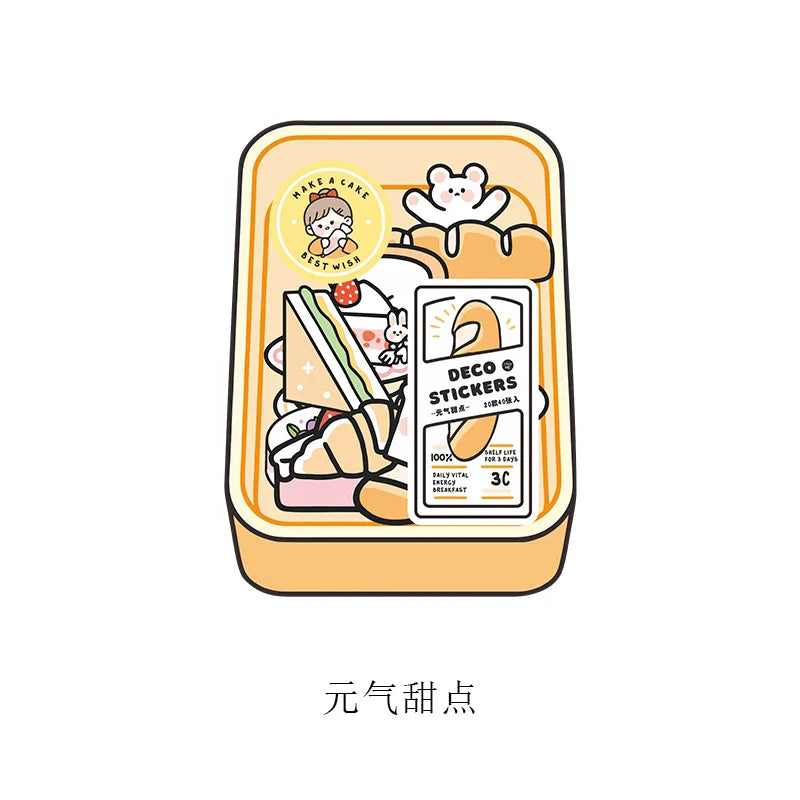 40pcs Food Series stickers Set Kawaii Cartoon Diary Album Stationery Sticker aesthetic Decorative collage planner Album (Online Order Only)