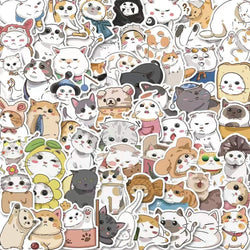 Cute Animal Cat Stickers Pack - Cartoon Aesthetic Decals for Kids, Scrapbook, Phone, Laptop, Luggage (Online Order Only)