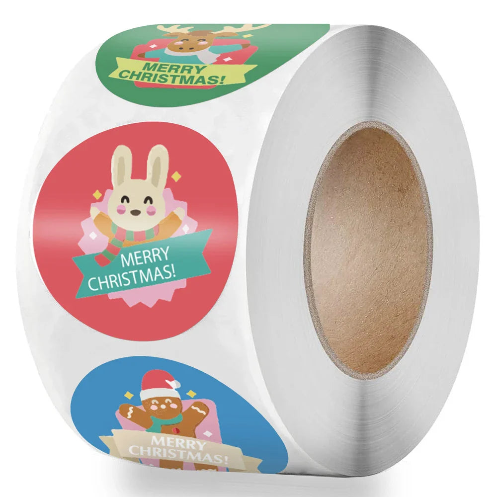 100-500Pcs White Merry Christmas Label Stickers for Card Gift Package Wrapping Festival Party Baking Small Business 1inch (Online Order Only)